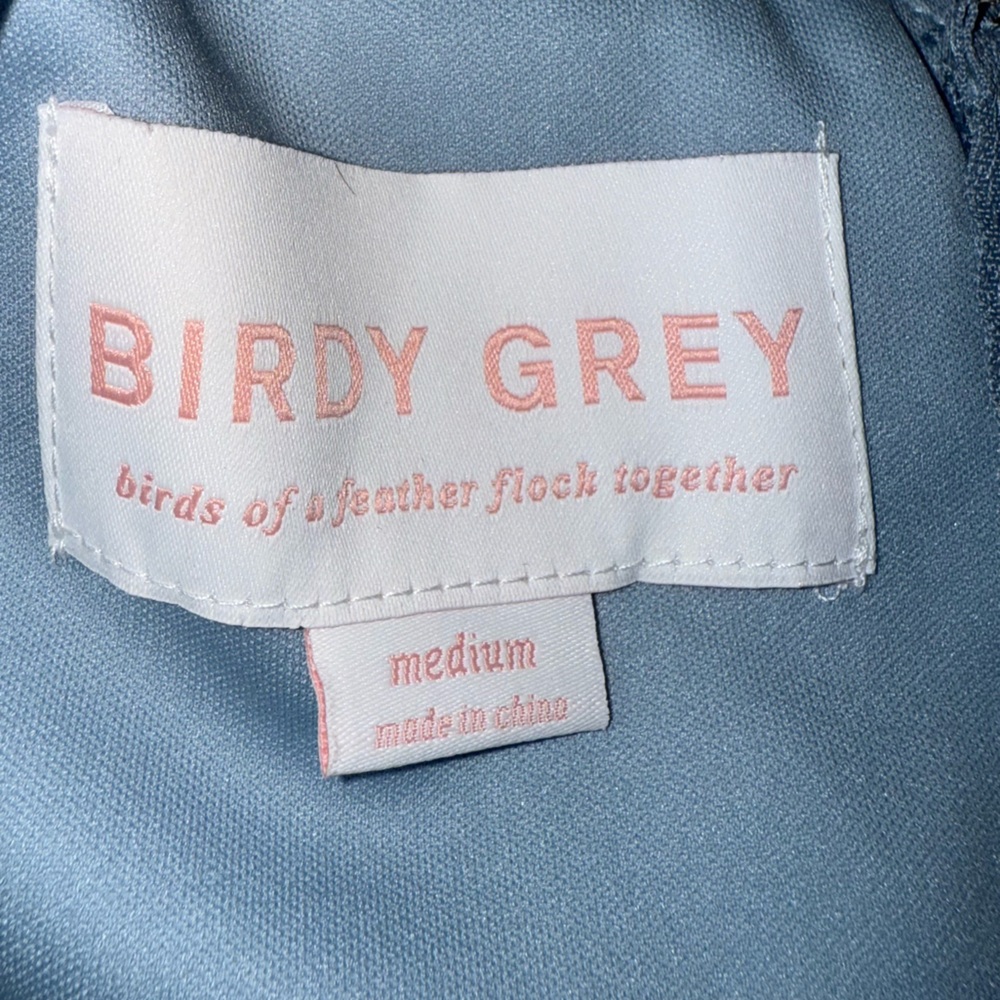 Birdy Grey NWT Devin Dress Gown Chiffon in Dusty Blue Size Medium Bridesmaid - Picture 8 of 14